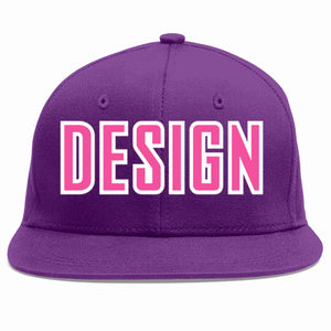 Custom Purple Pink-White Flat Eaves Sport Baseball Cap Design for Men/Women/Youth