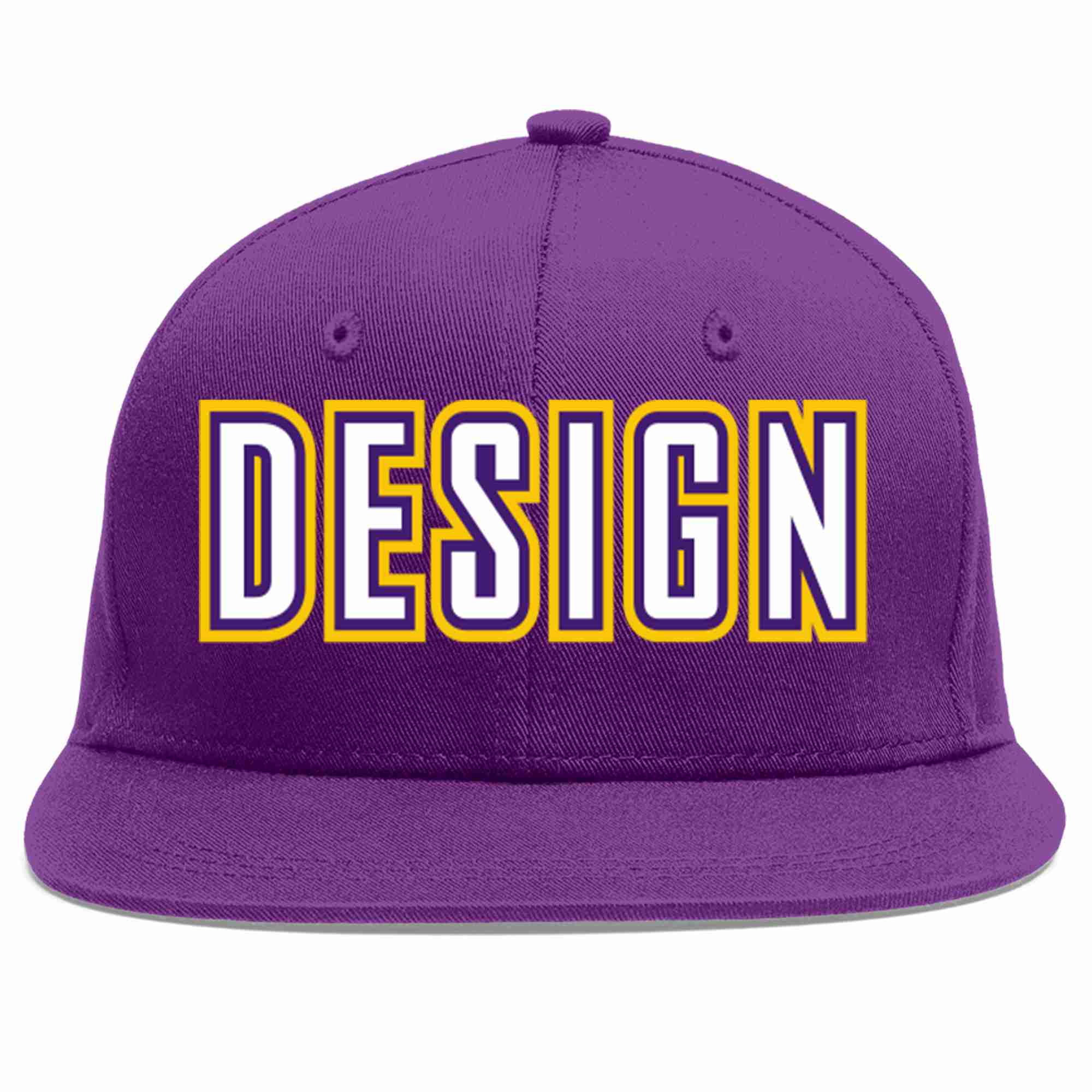 Conception personnalisée de casquette de baseball de sport à avant-toit plat violet blanc-violet pour hommes/femmes/jeunes