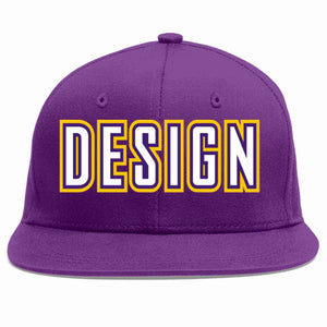 Custom Purple White-purple Flat Eaves Sport Baseball Cap Design for Men/Women/Youth