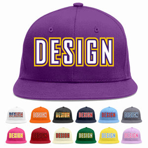 Custom Purple White-purple Flat Eaves Sport Baseball Cap Design for Men/Women/Youth