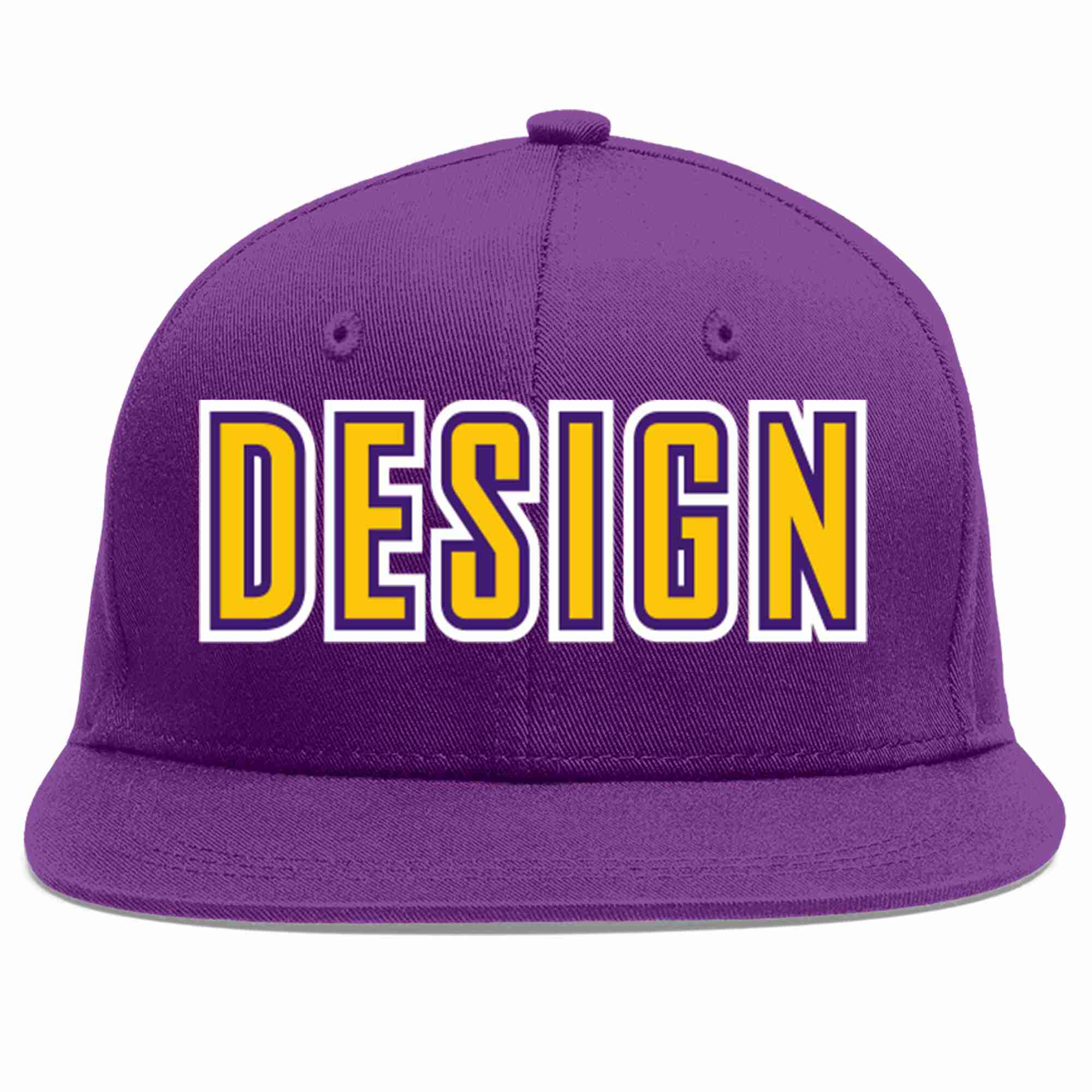 Conception personnalisée de casquette de baseball de sport à avant-toit plat violet or-violet pour hommes/femmes/jeunes