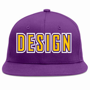 Custom Purple Gold-purple Flat Eaves Sport Baseball Cap Design for Men/Women/Youth