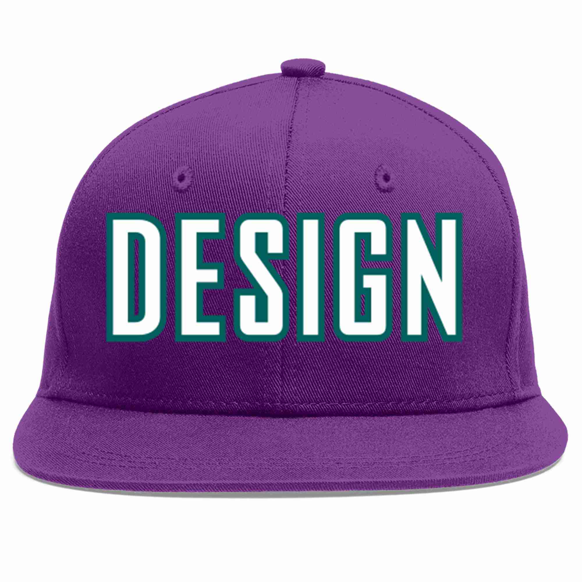 Conception personnalisée de casquette de baseball de sport à Eaves plates violet blanc-aqua pour hommes/femmes/jeunes