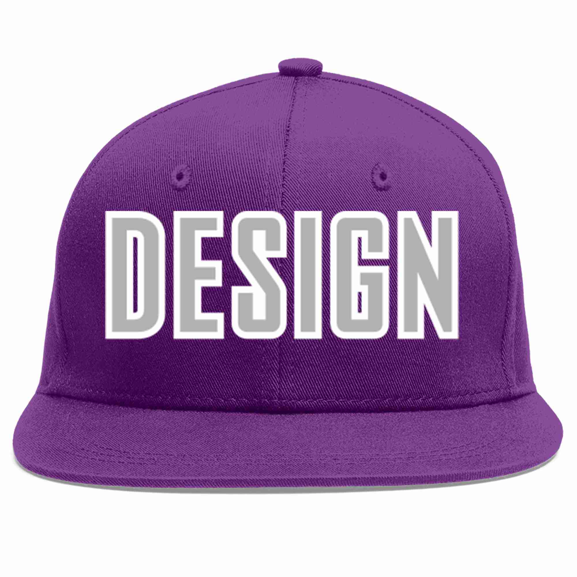 Conception personnalisée de casquette de baseball de sport à avant-toit plat violet gris-blanc pour hommes/femmes/jeunes