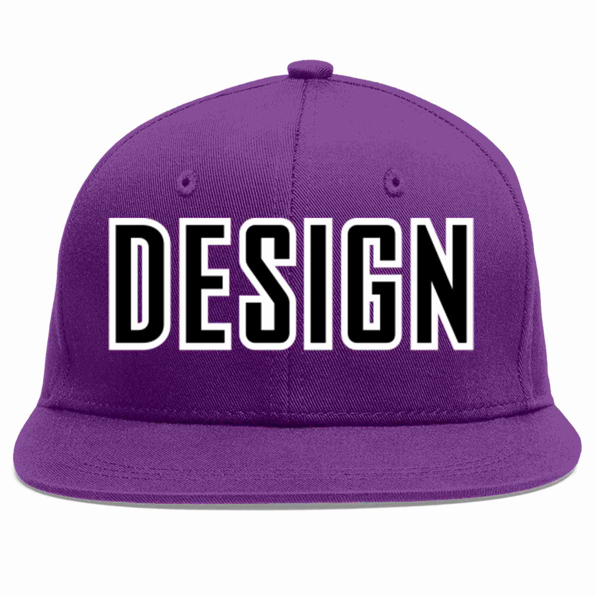 Conception personnalisée de casquette de baseball de sport à avant-toit plat violet noir-blanc pour hommes/femmes/jeunes