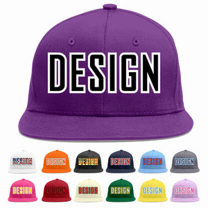 Conception personnalisée de casquette de baseball de sport à avant-toit plat violet noir-blanc pour hommes/femmes/jeunes