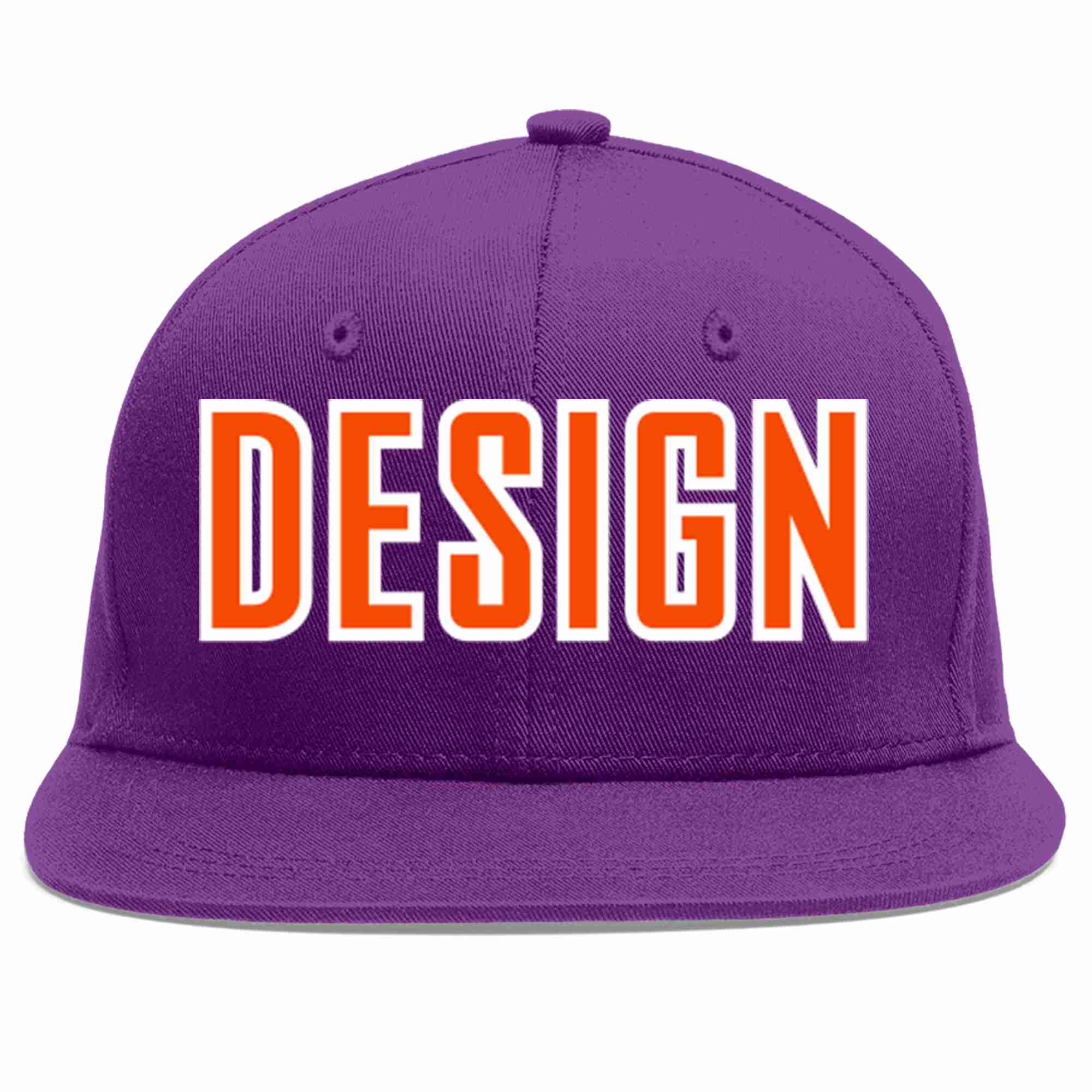 Conception personnalisée de casquette de baseball de sport à avant-toit plat violet orange-blanc pour hommes/femmes/jeunes