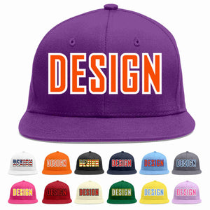 Conception personnalisée de casquette de baseball de sport à avant-toit plat violet orange-blanc pour hommes/femmes/jeunes