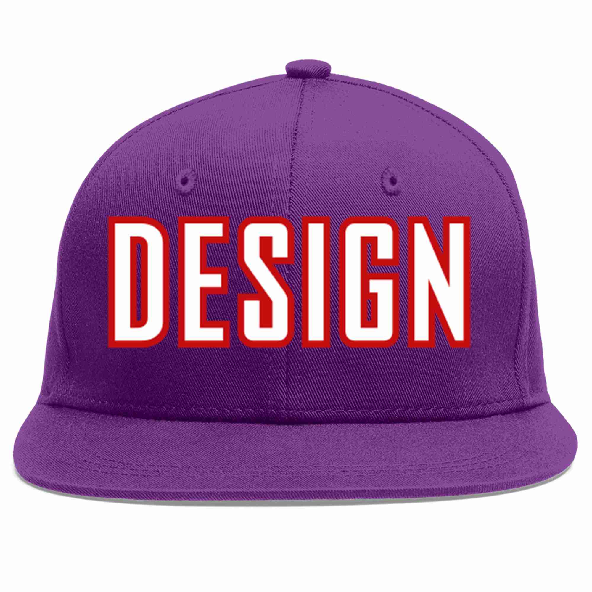 Custom Purple White-Red Flat Eaves Sport Baseball Cap Design for Men/Women/Youth