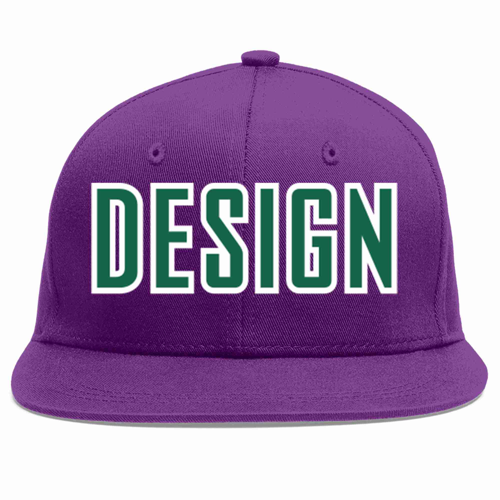 Conception personnalisée de casquette de baseball de sport à avant-toit plat vert-blanc violet Kelly pour hommes/femmes/jeunes