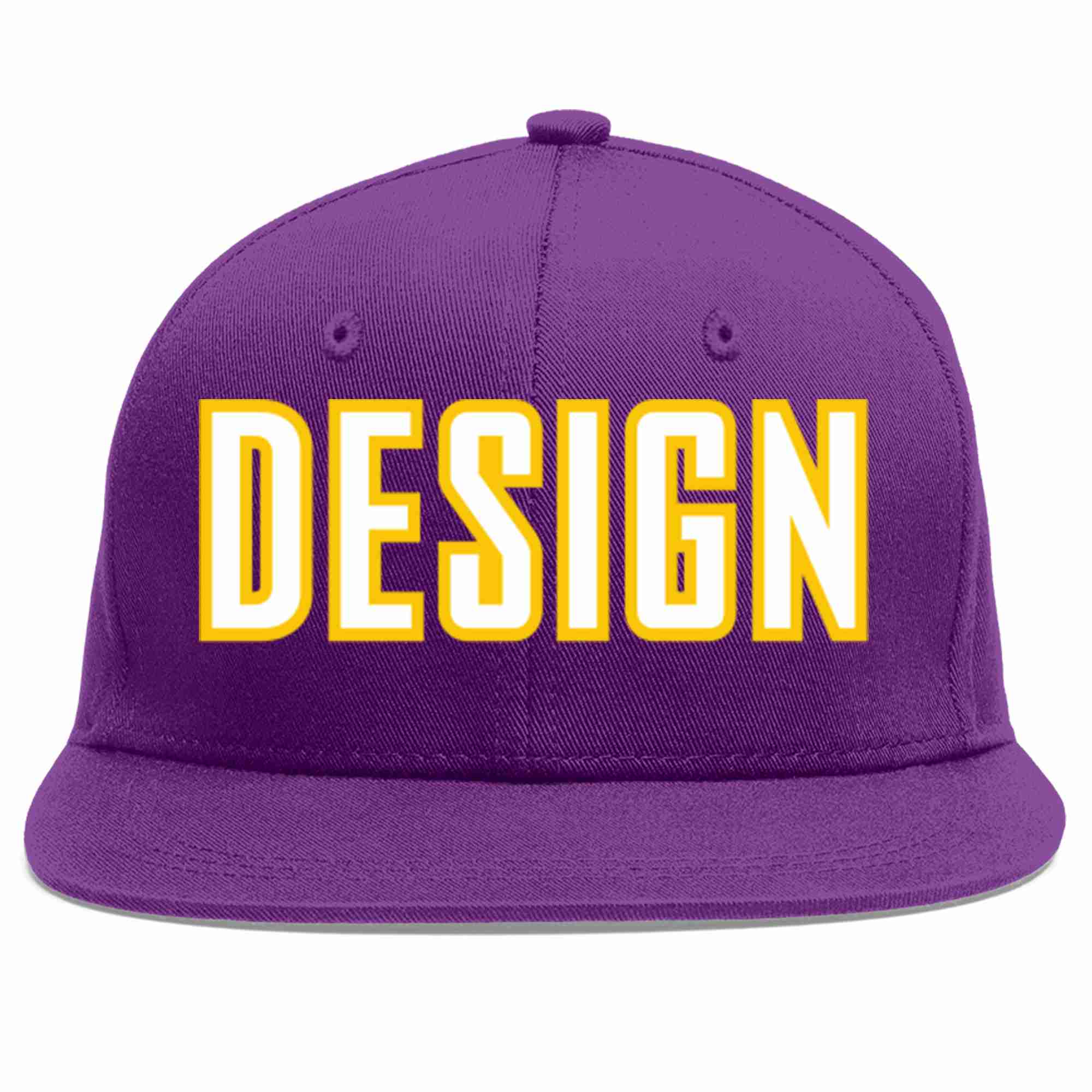 Conception personnalisée de casquette de baseball de sport à avant-toit plat violet blanc-or pour hommes/femmes/jeunes