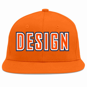 Conception personnalisée de casquette de baseball de sport à avant-toit plat orange orange-blanc pour hommes/femmes/jeunes