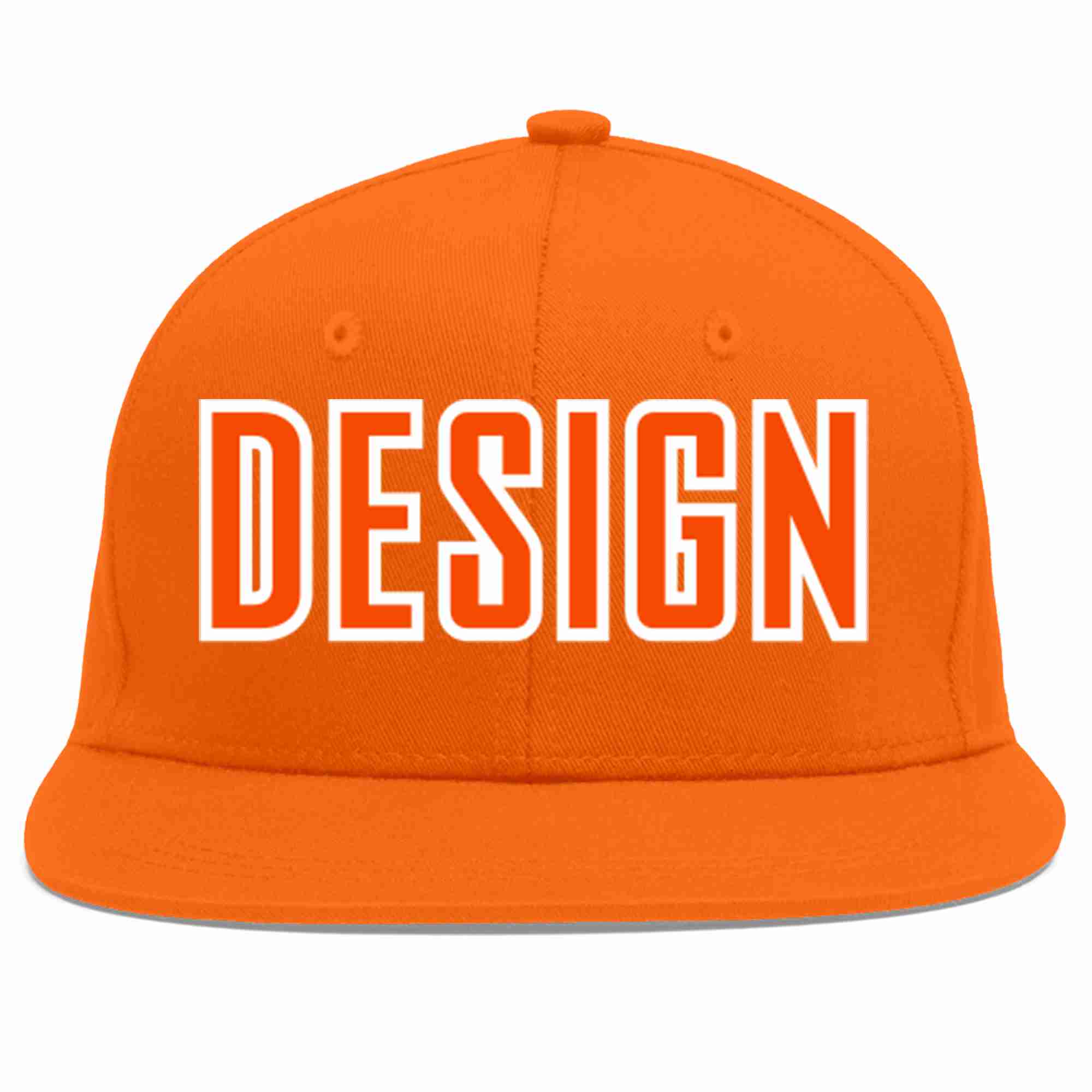 Conception personnalisée de casquette de baseball de sport à avant-toit plat orange orange-blanc pour hommes/femmes/jeunes