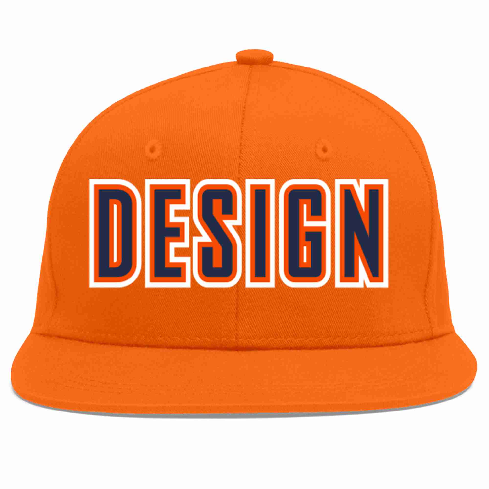 Conception personnalisée de casquette de baseball de sport à avant-toit plat orange marine-orange pour hommes/femmes/jeunes