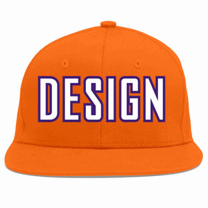 Conception personnalisée de casquette de baseball de sport à avant-toit plat orange blanc-violet pour hommes/femmes/jeunes