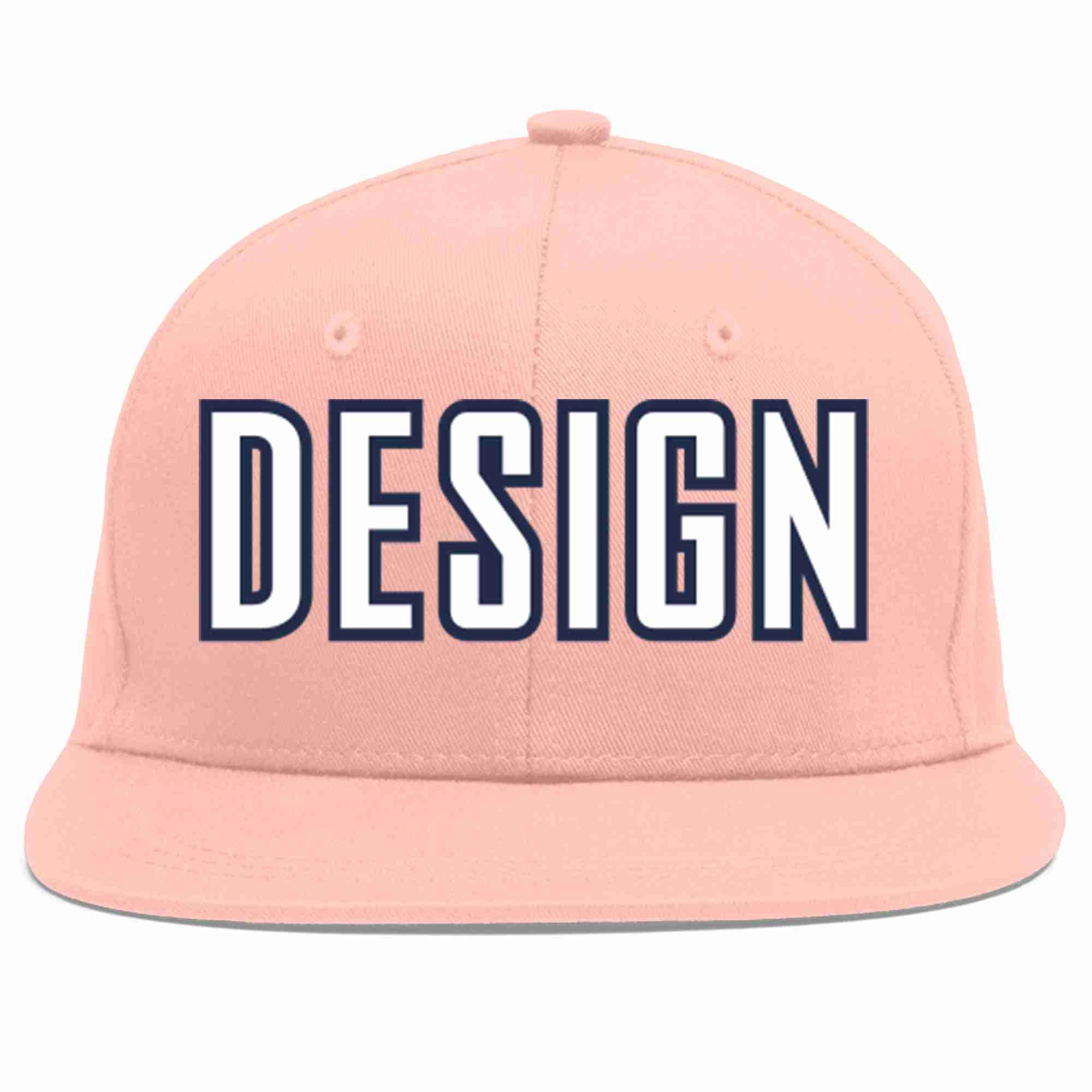 Conception personnalisée de casquette de baseball de sport à Eaves plates rose blanc-marine pour hommes/femmes/jeunes