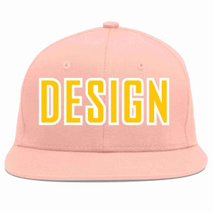 Conception personnalisée de casquette de baseball de sport à avant-toit plat rose or-blanc pour hommes/femmes/jeunes