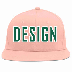 Custom Pink Kelly Green-White Flat Eaves Sport Baseball Cap Design for Men/Women/Youth