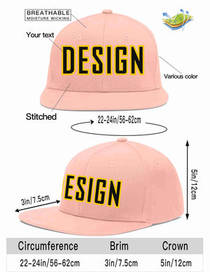 Custom Pink Black-Gold Flat Eaves Sport Baseball Cap Design for Men/Women/Youth