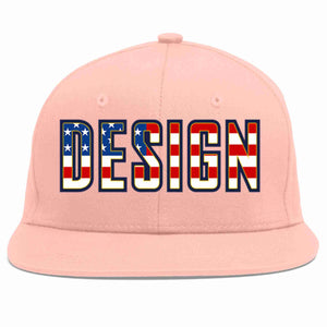 Custom Pink Vintage USA Flag-Gold Flat Eaves Sport Baseball Cap Design for Men/Women/Youth