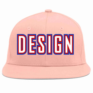 Custom Pink White-Red Flat Eaves Sport Baseball Cap Design for Men/Women/Youth