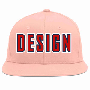 Custom Pink Red-Navy Flat Eaves Sport Baseball Cap Design for Men/Women/Youth