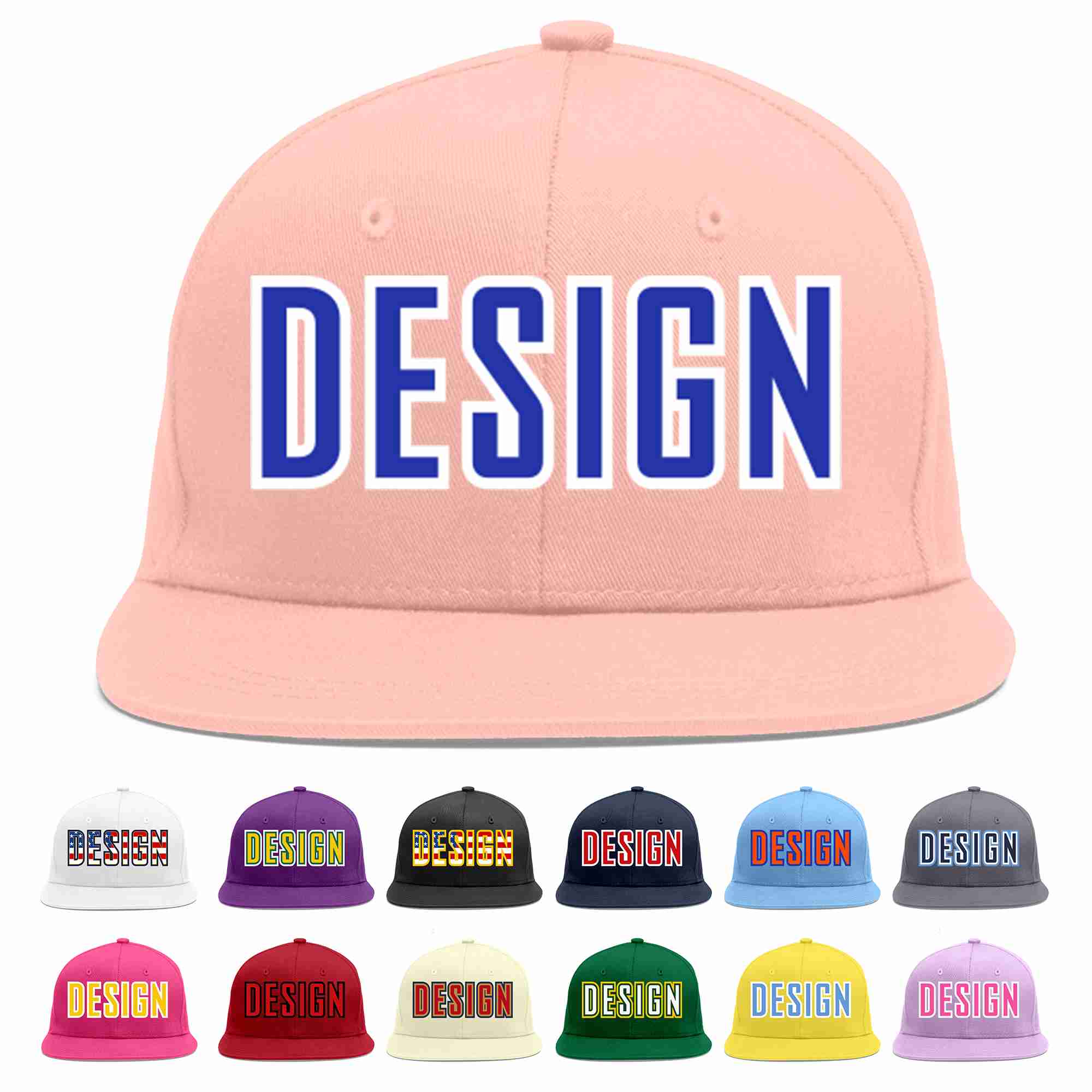 Custom Pink Royal-White Flat Eaves Sport Baseball Cap Design for Men/Women/Youth