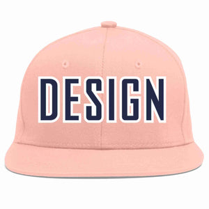 Custom Pink Navy-White Flat Eaves Sport Baseball Cap Design for Men/Women/Youth