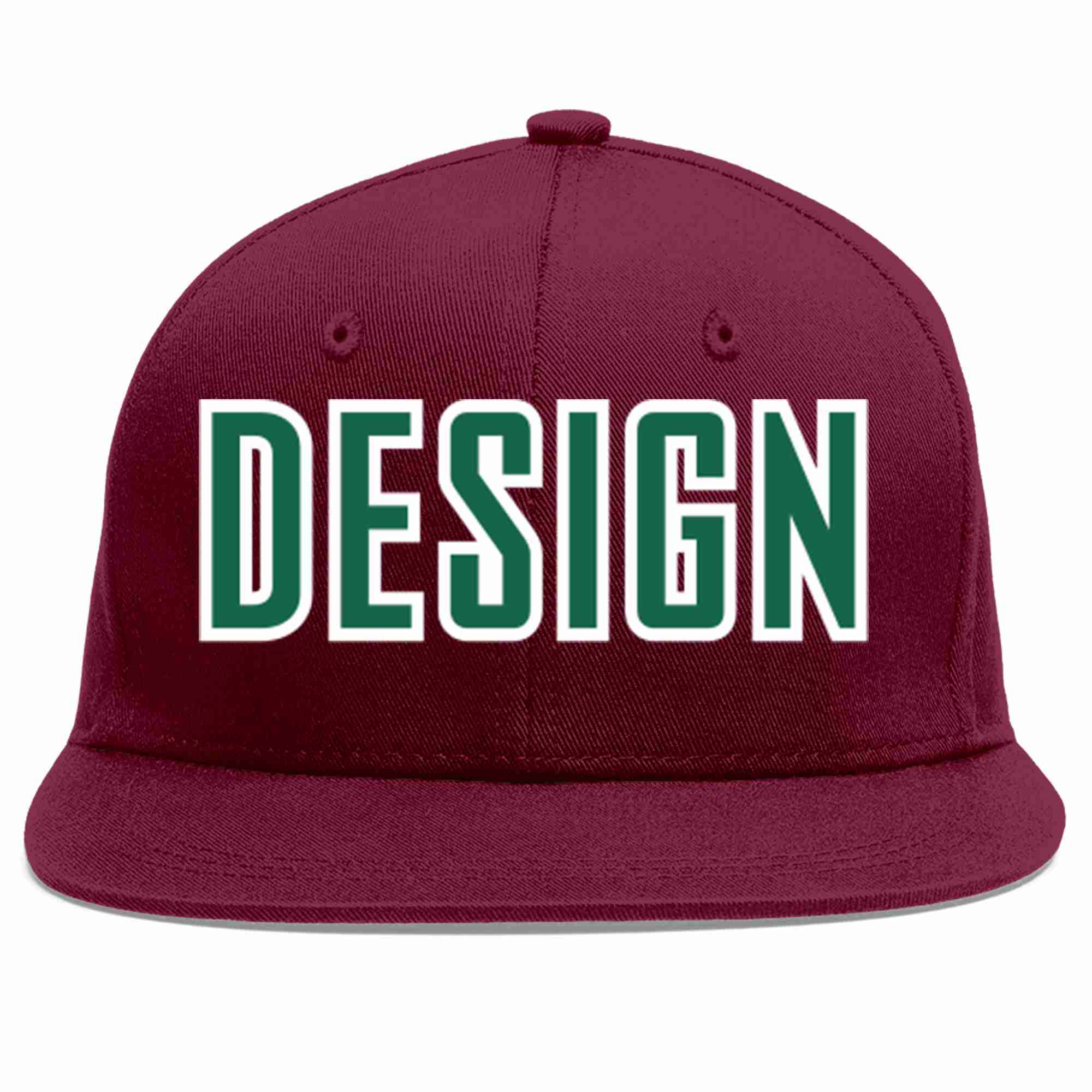 Casquette de baseball personnalisée Crimson Kelly vert-blanc avec avant-toit plat pour hommes/femmes/jeunes