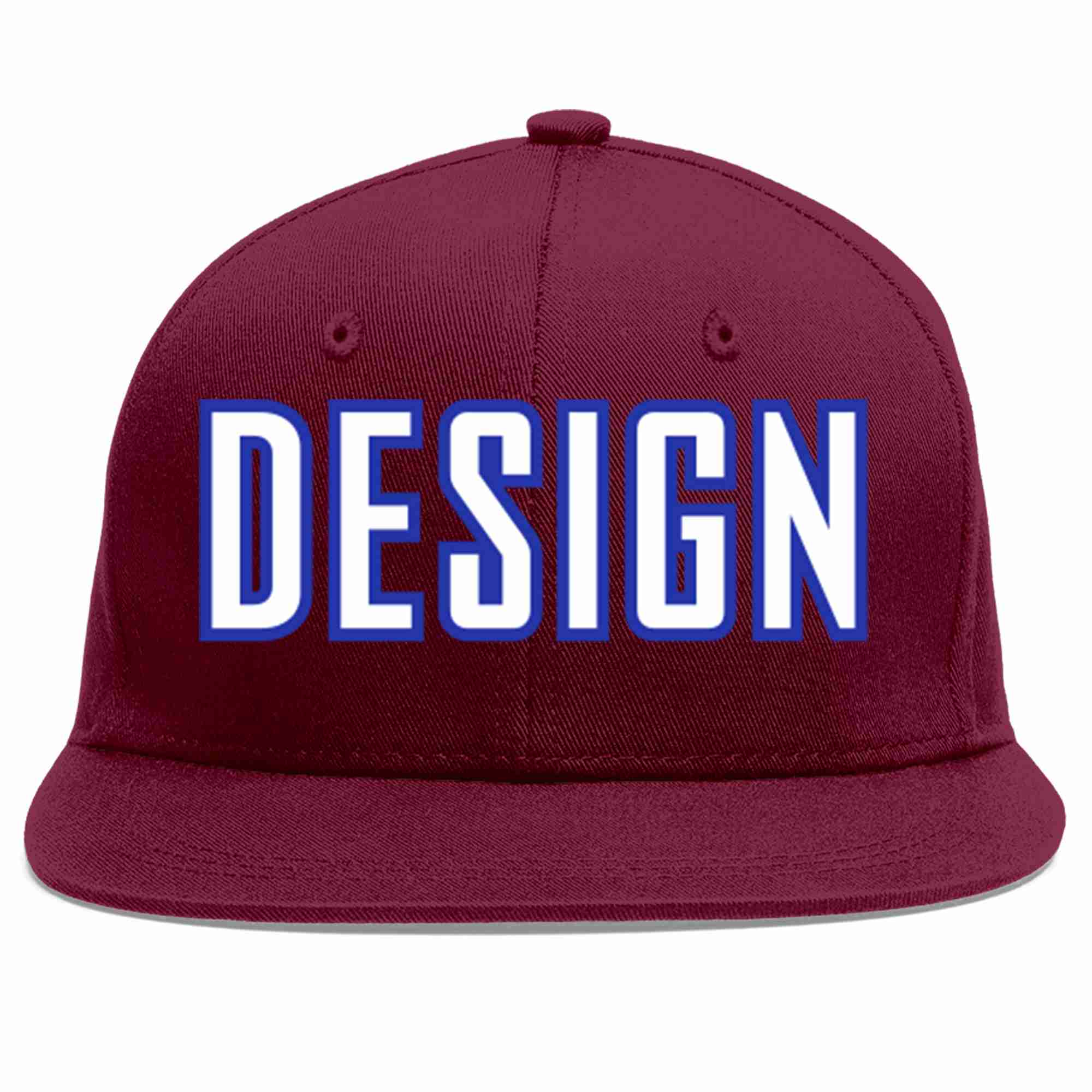 Casquette de baseball personnalisée Crimson White-Royal Flat Eaves Sport pour hommes/femmes/jeunes