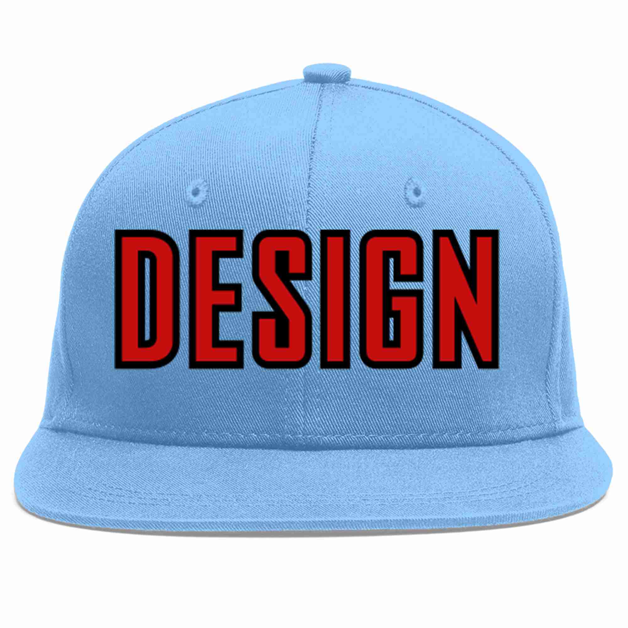 Conception personnalisée de casquette de baseball de sport à avant-toit plat bleu clair rouge-noir pour hommes/femmes/jeunes