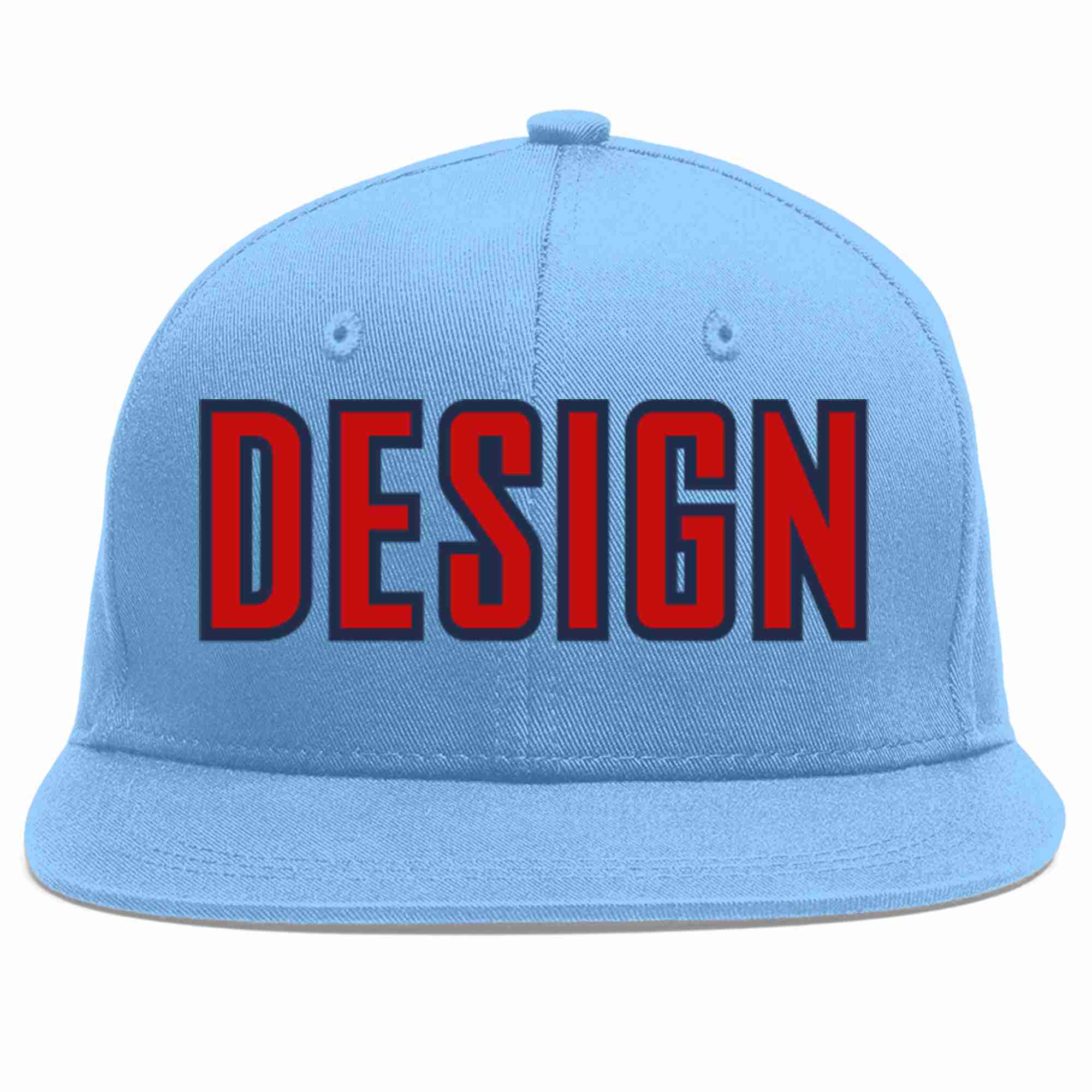 Conception personnalisée de casquette de baseball de sport à avant-toit plat bleu clair rouge-marine pour hommes/femmes/jeunes