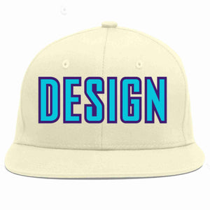 Custom Cream Light Blue-purple Flat Eaves Sport Baseball Cap Design for Men/Women/Youth