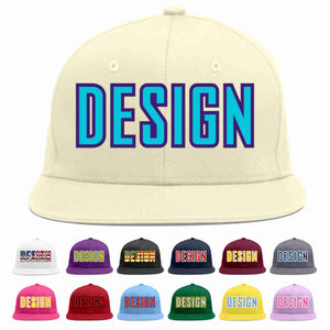 Custom Cream Light Blue-purple Flat Eaves Sport Baseball Cap Design for Men/Women/Youth