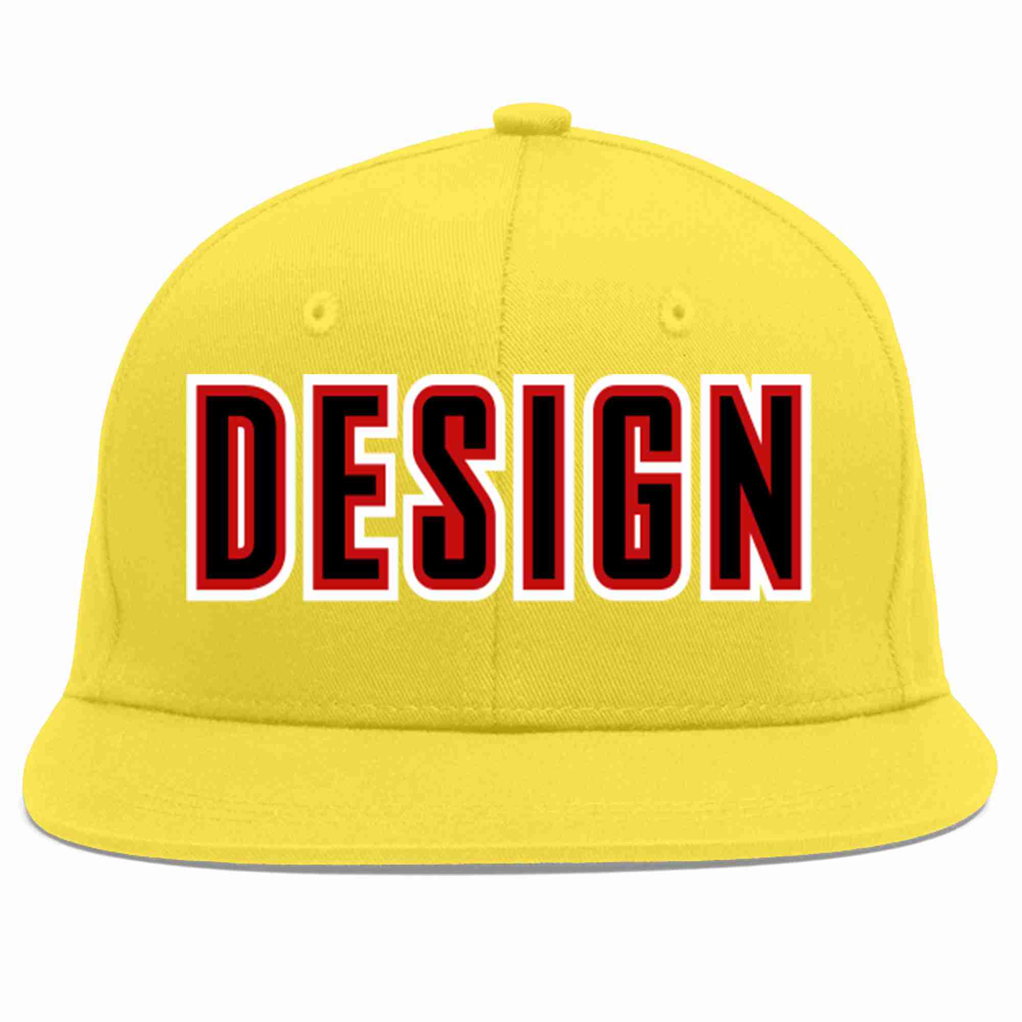 Custom Light Gold Black-Red Flat Eaves Sport Baseball Cap Design for Men/Women/Youth