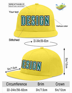 Custom Light Gold Aqua-White Flat Eaves Sport Baseball Cap Design for Men/Women/Youth