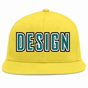 Custom Light Gold Aqua-White Flat Eaves Sport Baseball Cap Design for Men/Women/Youth