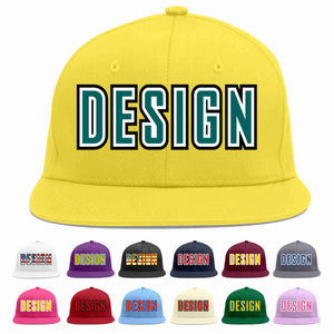 Custom Light Gold Aqua-White Flat Eaves Sport Baseball Cap Design for Men/Women/Youth