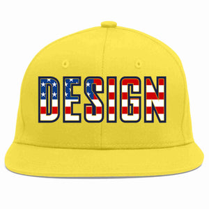 Custom Light Gold Vintage USA Flag-Gold Flat Eaves Sport Baseball Cap Design for Men/Women/Youth