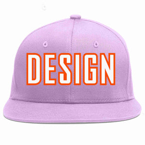 Conception personnalisée de casquette de baseball de sport à avant-toit plat violet clair blanc-orange pour hommes/femmes/jeunes