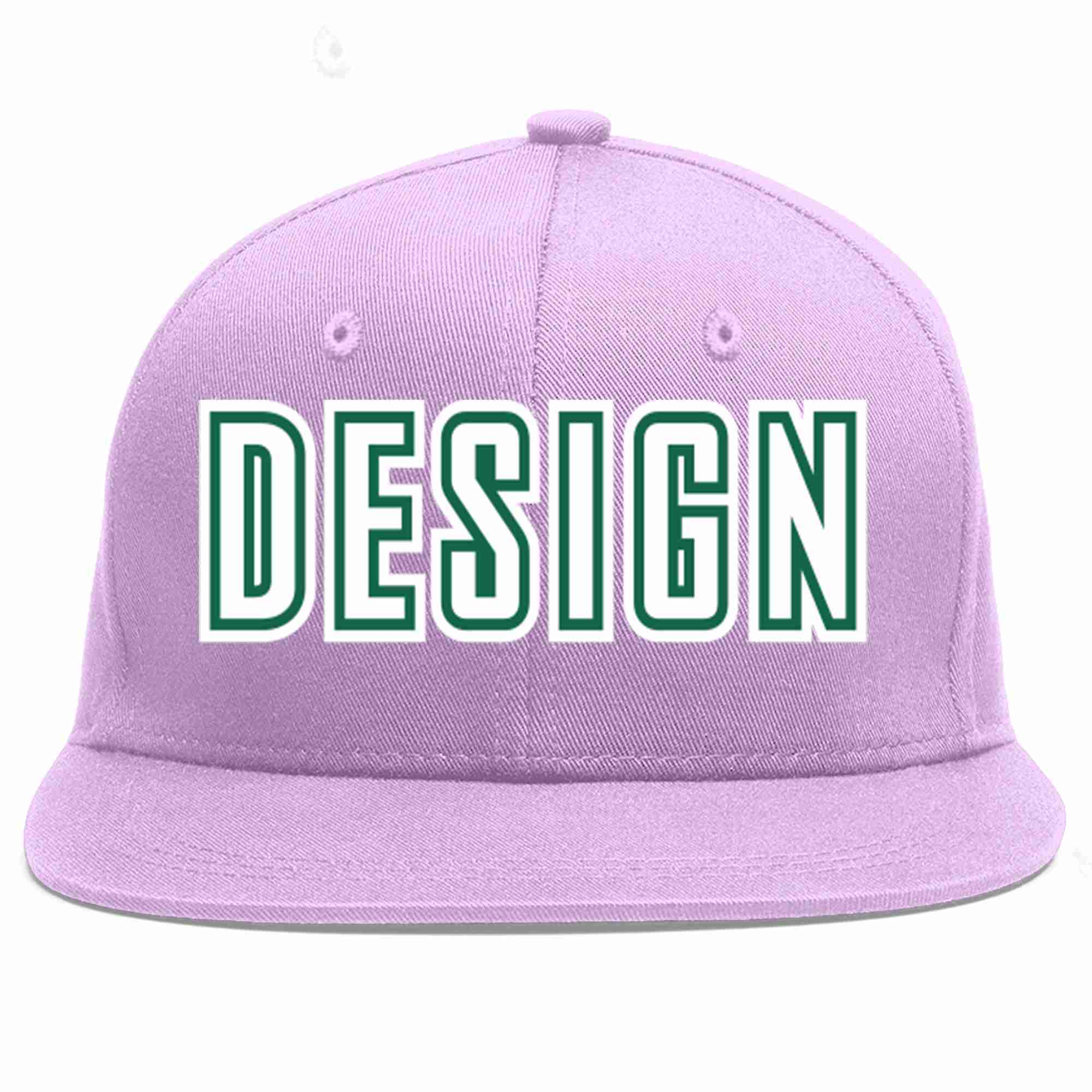 Conception personnalisée de casquette de baseball de sport à avant-toit plat violet clair blanc-vert Kelly pour hommes/femmes/jeunes