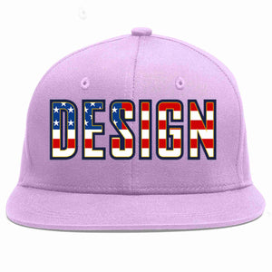 Custom Light Purple Vintage USA Flag-Gold Flat Eaves Sport Baseball Cap Design for Men/Women/Youth