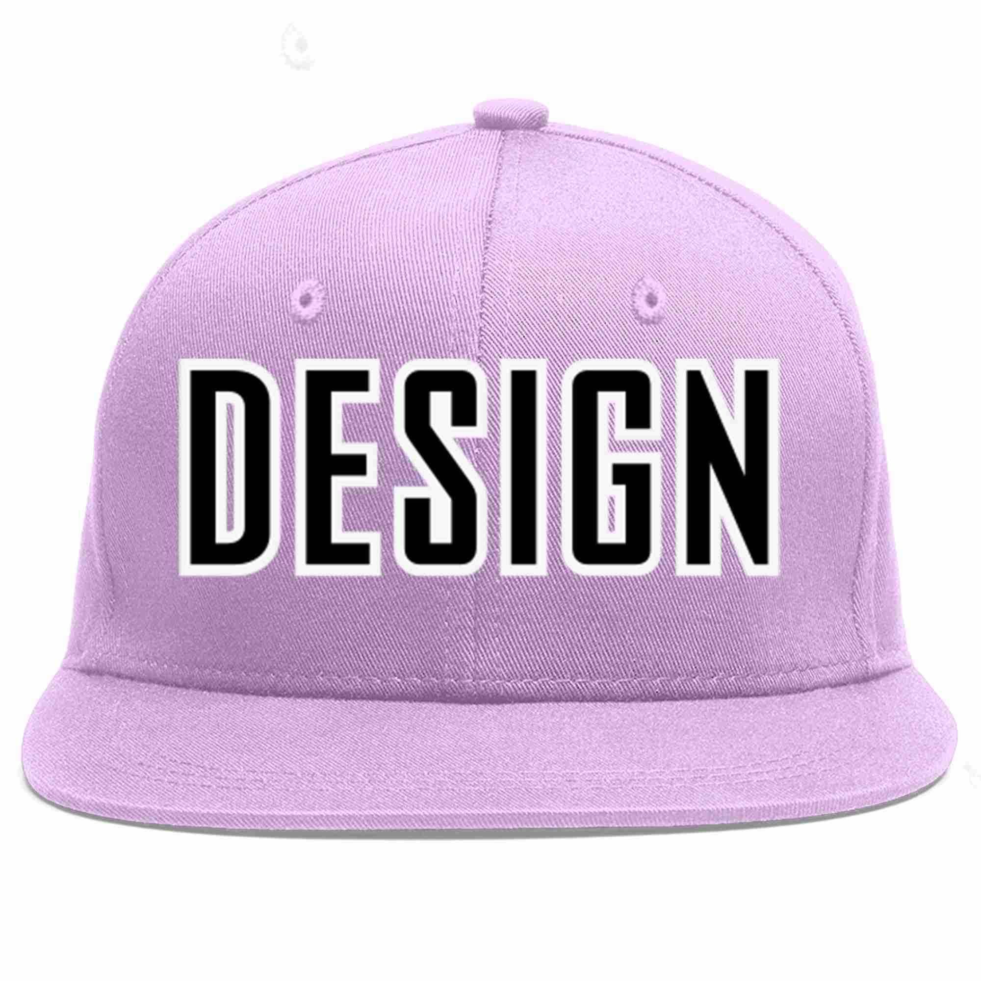 Conception personnalisée de casquette de baseball de sport à avant-toit plat violet clair noir-blanc pour hommes/femmes/jeunes