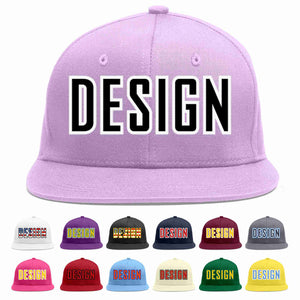 Custom Light Purple Black-White Flat Eaves Sport Baseball Cap Design for Men/Women/Youth