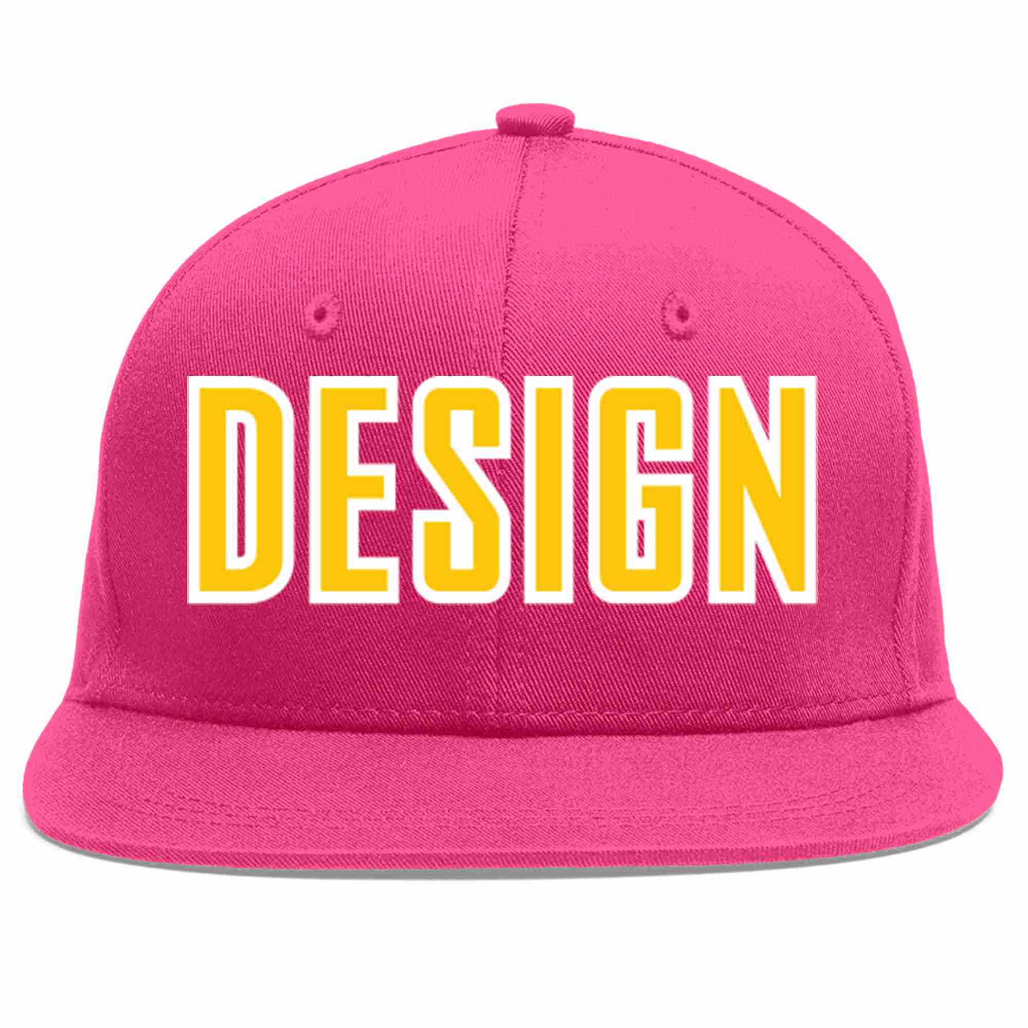 Conception personnalisée de casquette de baseball de sport à avant-toit plat rose rouge or-blanc pour hommes/femmes/jeunes