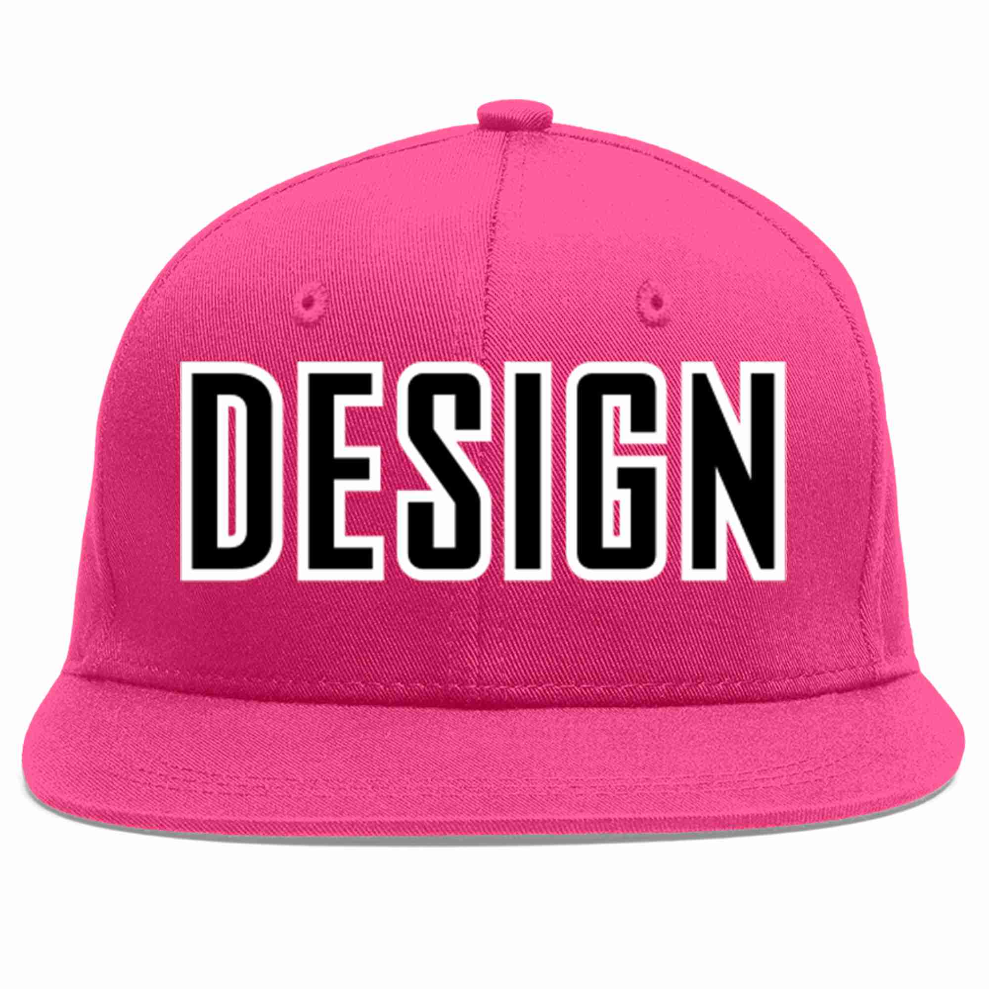 Conception personnalisée de casquette de baseball de sport à avant-toit plat rose rouge noir-blanc pour hommes/femmes/jeunes