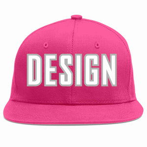 Conception personnalisée de casquette de baseball de sport à avant-toit plat rose rouge blanc-gris pour hommes/femmes/jeunes