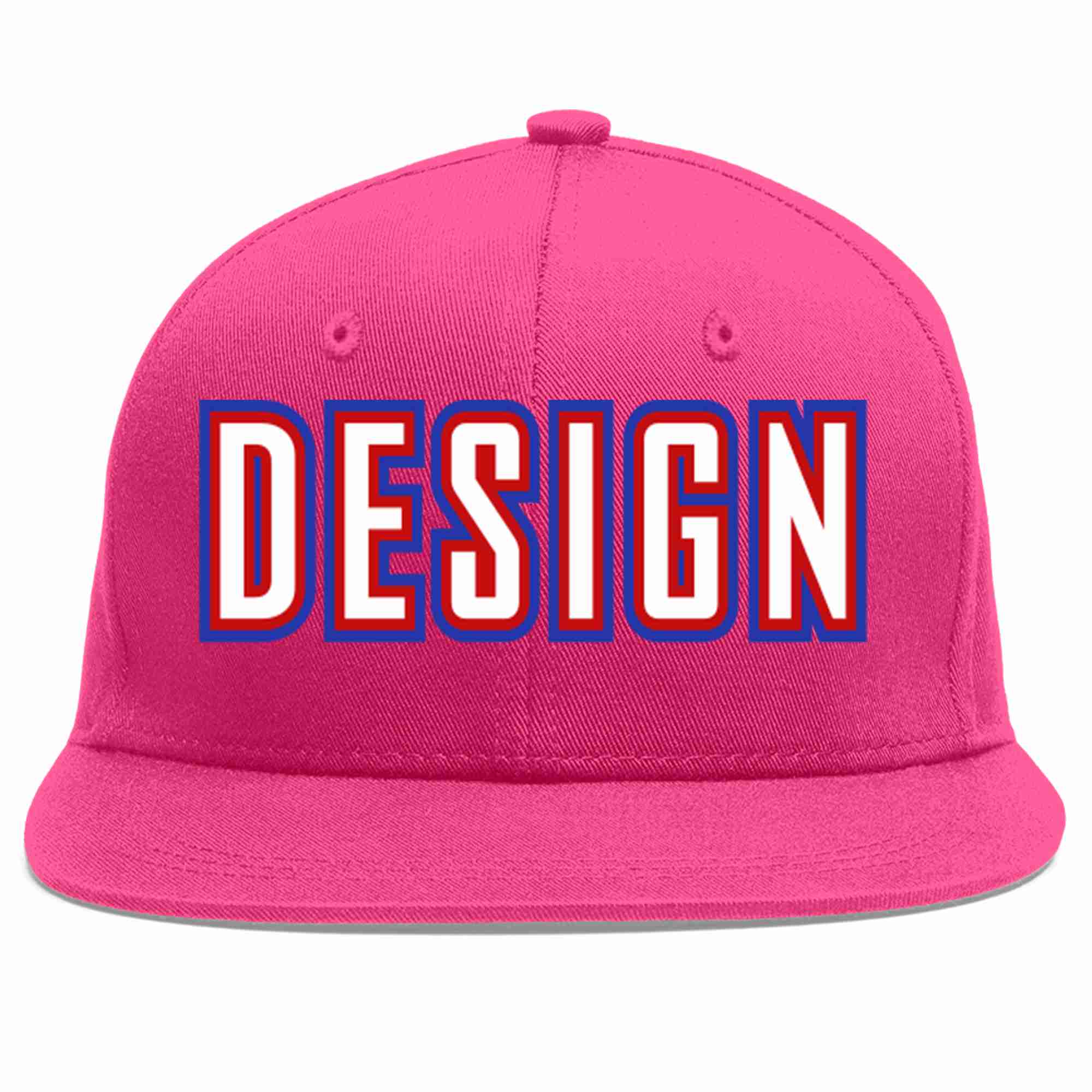 Conception personnalisée de casquette de baseball de sport à avant-toit plat rose rouge blanc-rouge pour hommes/femmes/jeunes