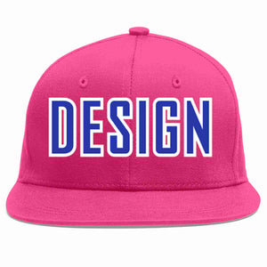 Conception personnalisée de casquette de baseball de sport à avant-toit plat rose rouge royal-blanc pour hommes/femmes/jeunes