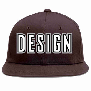 Custom Brown White-Black Flat Eaves Sport Baseball Cap Design for Men/Women/Youth